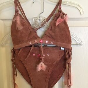 NEW! VINTAGE! Leather Bikini Set Burning Man Size XSM